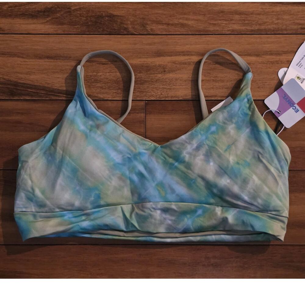 NWT prAna Willow Falls reversible swim bikini top - mirage green blue - small